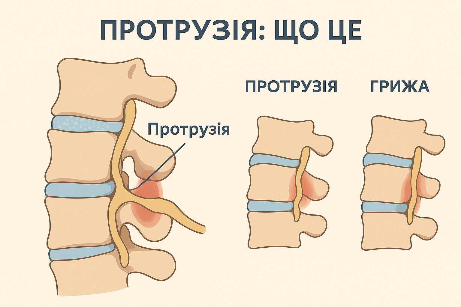 Протрузії: що це таке, чим вони небезпечні та яка різниця між протрузією і грижею міжхребцевого диска