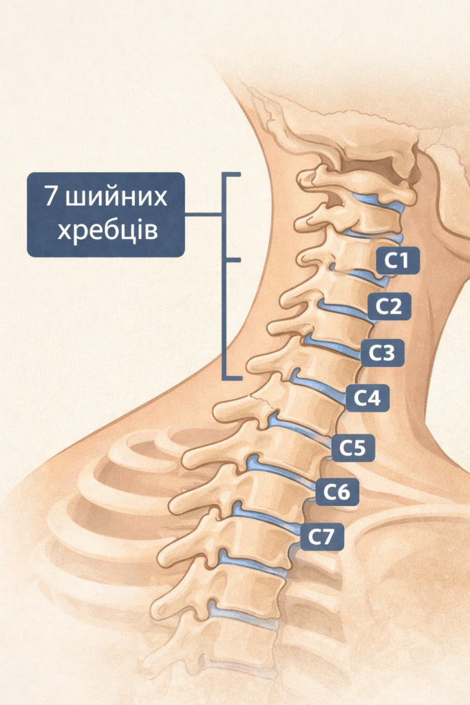 Скільки хребців у шийному відділі хребта
