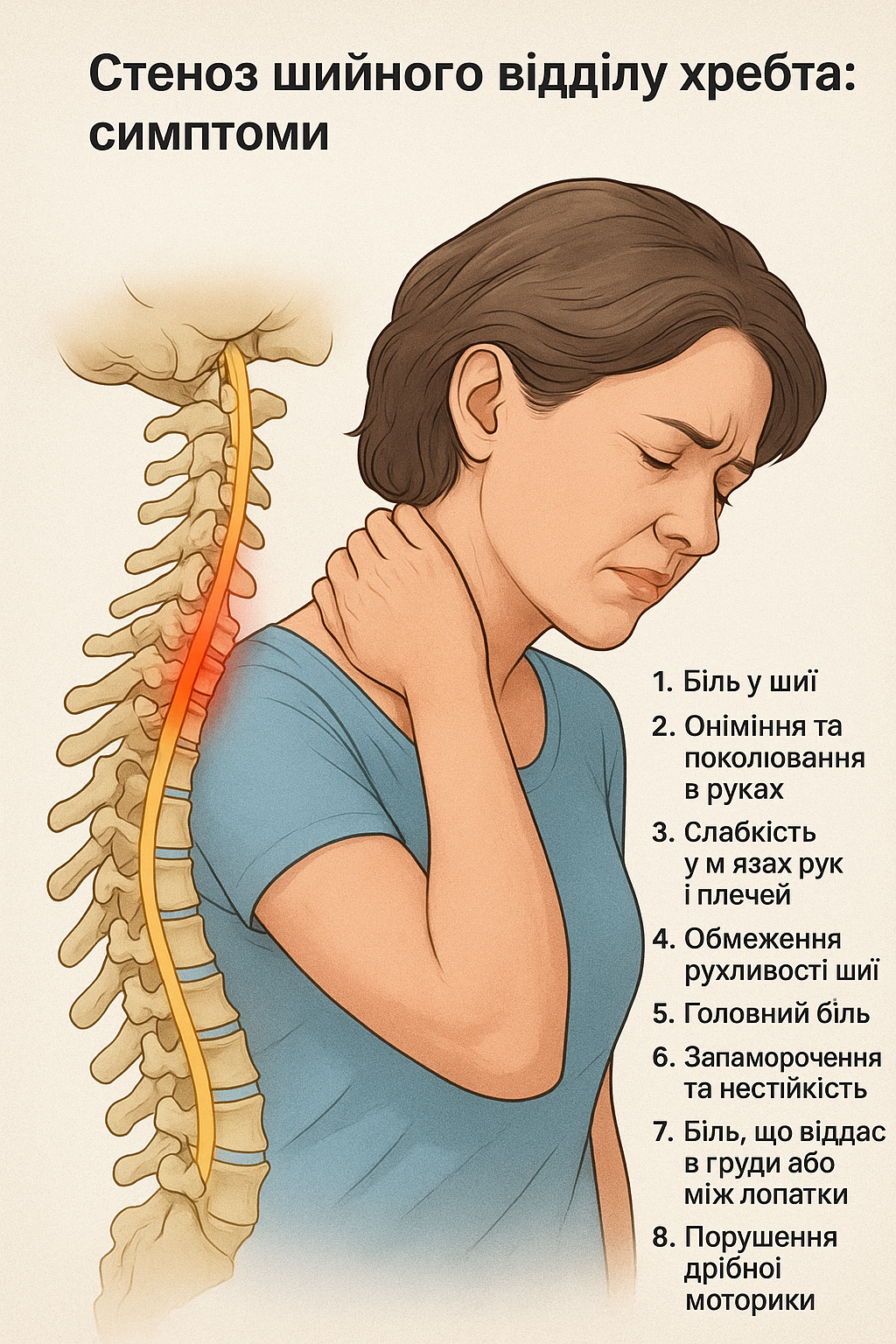 Стеноз шийного відділу хребта: симптоми, які не можна ігнорувати